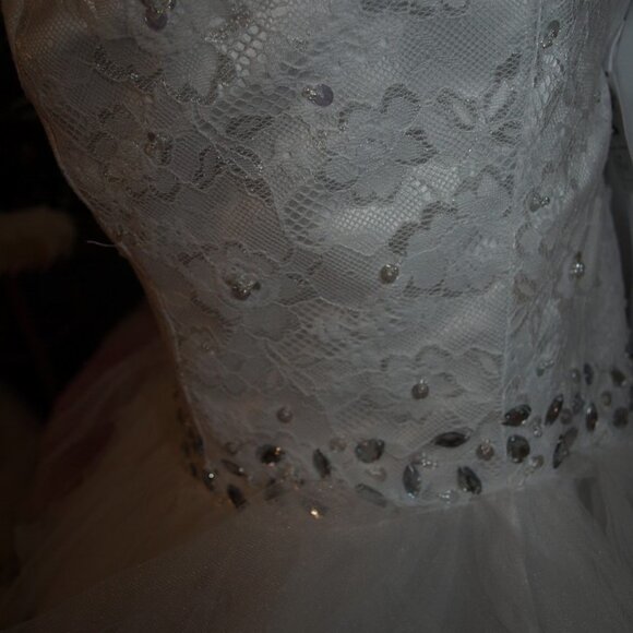 Short DRESS White Tule with Lace Top Size M/L USED4PHOTO SHOOT BY JJ'S House - Picture 5 of 11